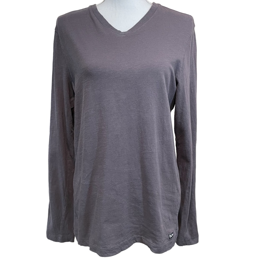 Michael Kors Brown V-Neck Cotton T-Shirt. Size S